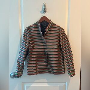 Talbots Striped Blazer Jacket Mandarin Collar Womens Multicolor Size 4P